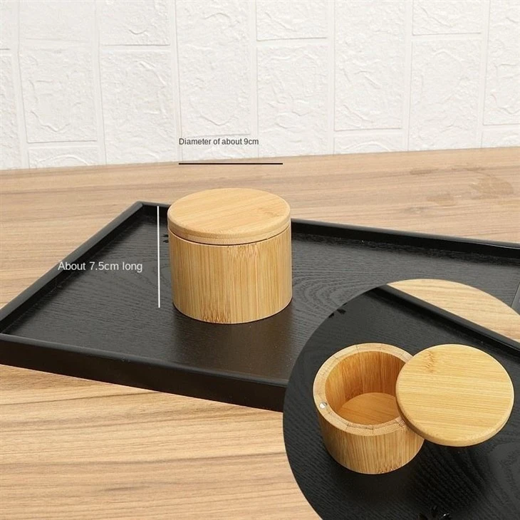Caixa de armazenamento de alimentos de bambu com logotipo personalizado, recipiente redondo de chá de bambu para casa, hotel, restaurante, atacado