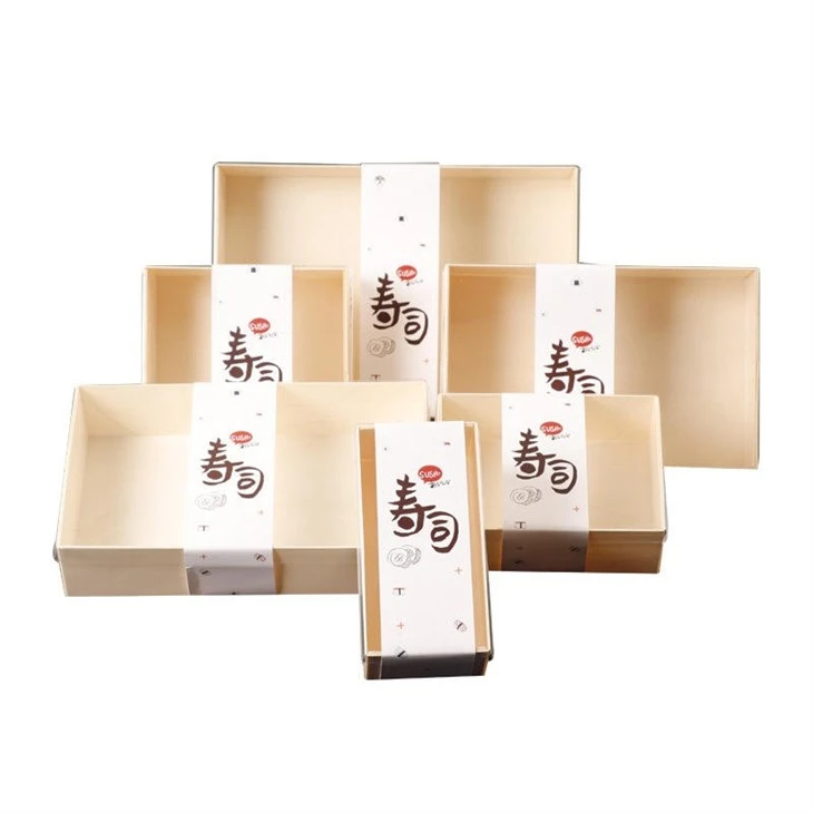 Custom Logo Biodegradable Wood Sushi Box Disposable Takeaway Bento Tray Wholesale Manufacturer high quality